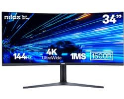Nilox Nxm344kd11 34´´ 4k Mva Led 144hz Gaming-monitor Transparant One Size / EU Plug 220V