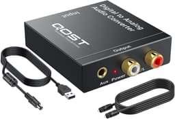 Qost Digitaal naar Analoog Audioconverter - 192 kHz Audio Adapter - DAC - Toslink - RCA R/L - Inclusief Optische Kabel en Voedingsadapter — thumbnail 1