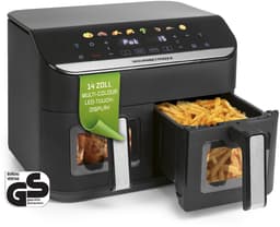 GOURMETmaxx AirGenius heteluchtfriteuse 9L met 2x4,5L kamers en 8 programma’s – geschikt voor 8 personen – touchscreen bediening — thumbnail 1