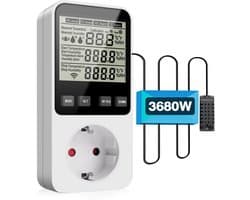 230V Temperatuur en Vochtigheidsschakelaar met Sensor voor Verwarming en Koeling - Thermostaat Socket
