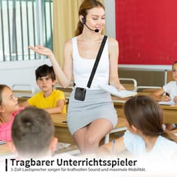 Stemversterker draadloos – oplaadbare speaker met headset microfoon, 2200mAh batterij, 20 uur gebruik, zwart — thumbnail 2