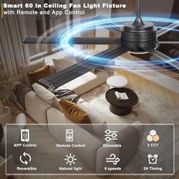 Grote Industriële Plafondventilator met Licht en Afstandsbediening — thumbnail 5