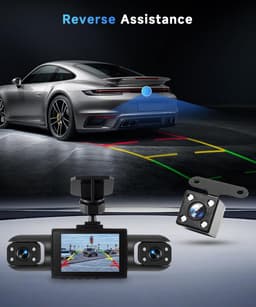 4-Kanaals Dashcam 360 Graden - 4x Full HD 1080p Camera Voor, Achter, Links, Rechts - 2 Inch LCD Scherm - Nachtzicht - Parkeermodus - Dashcamera voor Auto & Taxi - Zwart — thumbnail 5