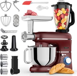 Fentic Keukenmachine – 2000W – Keukenrobot – Foodprocessor - 6,2L Mengkom – Incl. Vleesmolen, Blender en extra Accessoires – Rood — thumbnail 1