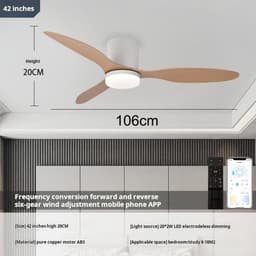 Plafondventilator - LED Plafondventilator - Ø 106 cm - 4320 LM - 3000K/6500K - Dimbaar - 3 snelheidsinstellingen - Timer - Zomer - Zeer stil - Natuurlijke houtkleur — thumbnail 3