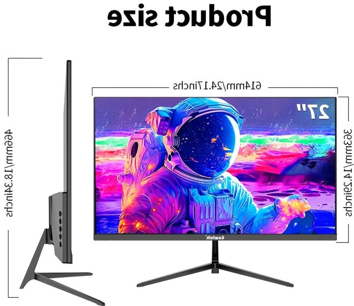 Gaming Monitor – Gaming Scherm – Multimedia Monitor – Professioneel Display – 27 Inch 4K IPS Scherm – FreeSync & Oogbescherming – Frameloos Design — afbeelding 1