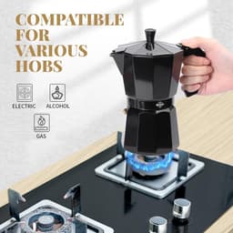 Moka Pot Koffiezetapparaat - Italiaanse Stijl Aluminium Percolator voor Gas, Inductie & Elektrische Kookplaten — thumbnail 4