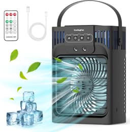 SNJY® Aircooler - Luchtkoeler - Aircooler met Koelelementen - Airco Mobiel Airco Zonder Slang - 1,2L Watertank - 3 Snelheden - Zwart — thumbnail 4