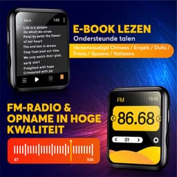 BOSWELL MP3 Speler - MP4 Speler - Bluetooth - Touchscreen - Voice Recorder - FM Radio - Dictafoon - Ondersteuning tot 128GB - Incl. Oortjes — thumbnail 2