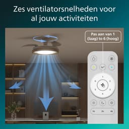 Philips Bliss Plafondventilator met ingebouwde LED-lamp - 3 Intrekbare bladen, diameter: 106cm - 4500 Lumen - Instelbaar wit licht van 2700K tot 6500K - Dimbaar tot 5% - Afstandsbediening - Hout — thumbnail 5