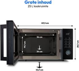 MEDION Mikrowelle mit Grill und Heißluft, Airfryer & Heißluftfritteuse, 25 Liter, 900 W Mikrowellenleistung, Backofenfunktion, inkl. Air fryer Zubehör - Grillrack & Backteller - MD12231 dunkel grau — thumbnail 2