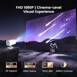 Rolu Mini Beamer – Projector – Beamer - 4K Beeldkwaliteit – Bluetooth – Wifi – HDMI – Android & iOS – Home Cinema — thumbnail 2