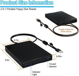 Extern Diskettestation - 3.5 Inch Drive - Bestanden Lezen - Draagbaar Ontwerp - 10x8x2 cm — thumbnail 4