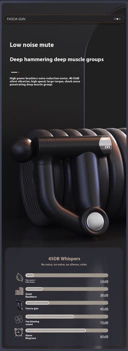 Massagepistool - Verlengde Bocht - Grijs - 32 Standen - LCD Display - Oplaadbaar - 25W - Diepe Weefselmassage - Rugmassage - Spierherstel - Mini Draagbaar — thumbnail 5
