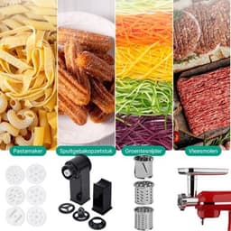 Keukenmachine - Keukenrobot Foodprocessor - Bakken en Koken - 15 Delige Set - 6.2L Kom - Rood — thumbnail 3
