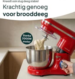 Keukenmachine - Keukenrobot foodprocessor - Bakken en mixen - Krachtige 2000W motor - 62L kom - Rood — thumbnail 3