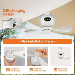 House of Balance AirFlow Pro - Plafondventilator Draagbaar - 8000mAh - Afstandsbediening - LED Verlichting - Ventilator Draadloos - Tent Camping Camper Ventilator — thumbnail 2