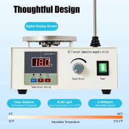 JAQZY Magneetroerder - Met Verwarmingsfunctie - roervolume van 2000 ml - Digitaal Display - Eenvoudige Bediening - Veiligheidsalarm — thumbnail 3