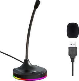 USB Computer Microfoon met Mute-Knop en RGB-Verlichting, Plug&Play Mic Geschikt voor Vergaderingen, Gaming, YouTube, Desktop PC Mic voor Mac/Windows - Zwart — thumbnail 1