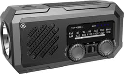 AG Noodradio Solar Opwindbaar en Batterij - Draagbaar - 3 in 1 Radio - Handdynamo – Opwindbare FM/AM/WB Radio – Powerbank 2000mAh – USB & USB-C opladen – Zaklamp & SOS-Alarm – Voor Noodpakket, Camping & Stroomuitval - Zwart — thumbnail 4