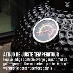 BluMill Kamado BBQ Egg - Kamado 13 Inch - Houtskoolbarbecues - Vaderdag Cadeau - Zwart - Ø 27 cm - Vrijs van PFAS- houdende anti-aanbaklaag - Houtskoolbarbecue Met Thermometer — thumbnail 5