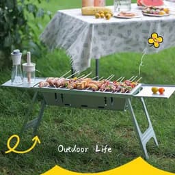 Rolu BBQ – Barbecue – Grill – Houtskool BBQ – Camping – Voor 3 Tot 5 Personen – 60 x 22 x 33 CM – Inclusief Opbergtas — thumbnail 5