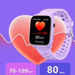 Smartwatch Kinderen – Hartslag – Camera – Stappen – Zaklamp – Paars — thumbnail 3