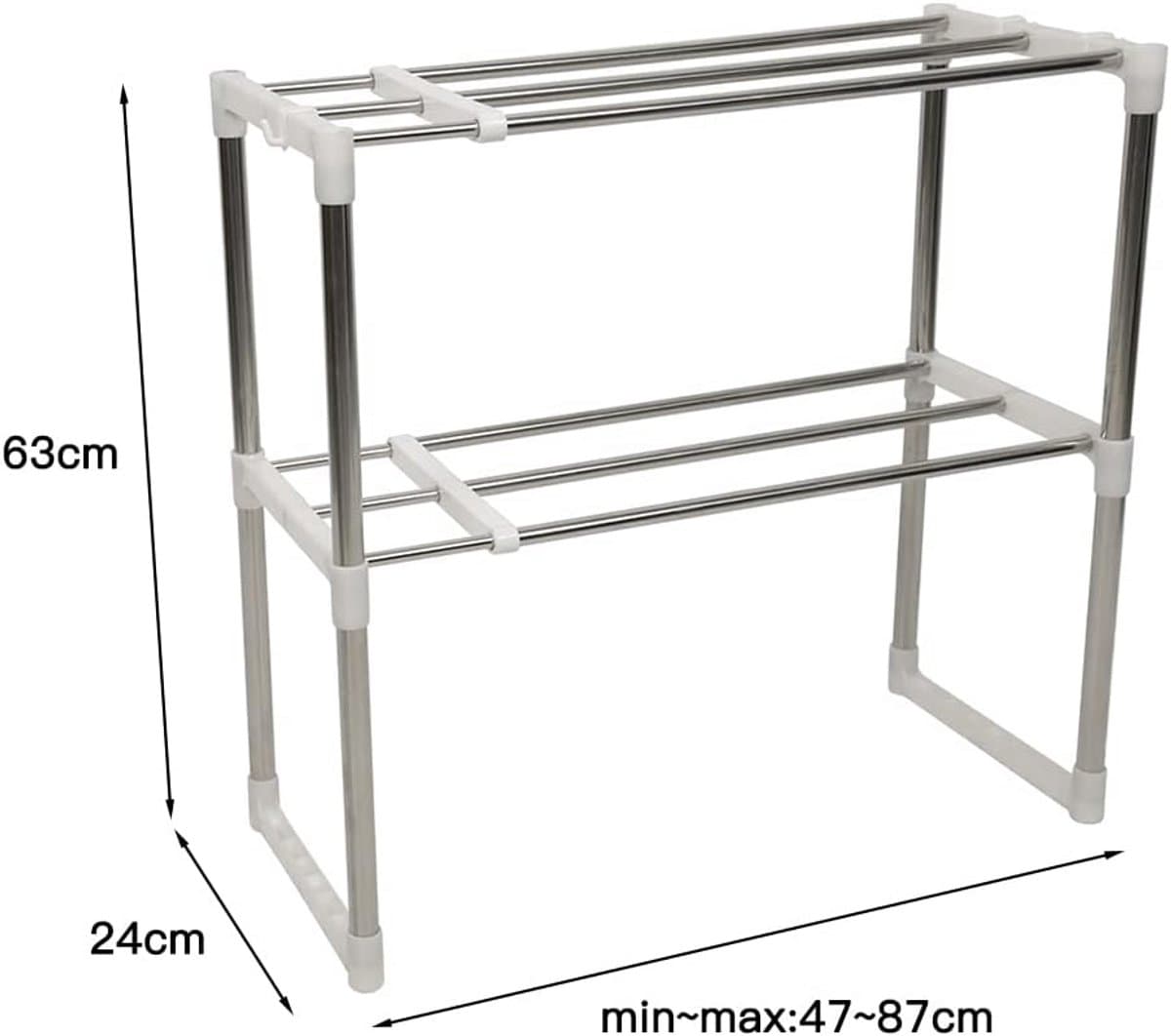 Magnetronrek Staand met 2 Verdiepingen en Haken - RVS Werkbladplank — afbeelding 1