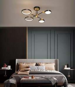 Moderne LED Plafondlamp Zwart Dimbaar met Afstandsbediening - Geschikt voor Woonkamer, Slaapkamer en Eetkamer — thumbnail 5