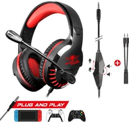 Spirit of Gamer Headset – Kinder Koptelefoon - Koptelefoon - Microfoon – Geschikt Voor Headset Nintendo Switch/PS5/PS4/Xbox Series X/S/Xbox One/Pc – Ruisonderdrukkende Microfoon – Verstelbare hoofdband – Helder geluid – Zwart/Rood — thumbnail 5
