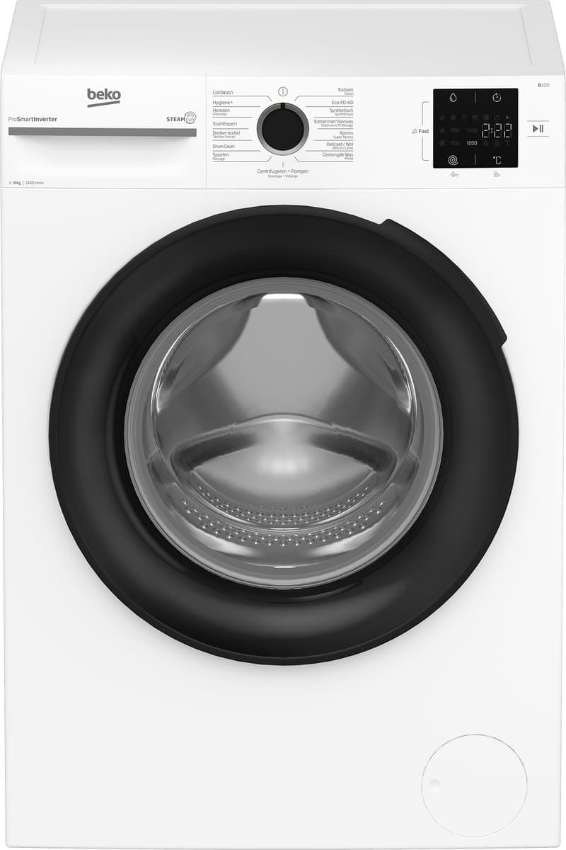 Beko b100 BM1WFU3842W wasmachine Voorlader 8 kg 1400 RPM Zwart, Wit — afbeelding 1