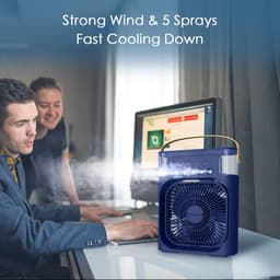 Draagbare airconditioning-ventilator, USB-aangedreven luchtkoeler, luchtbevochtiger, 7 led-luchtkoeler, klein, met 3 snelheden, ultra-stille koelventilator Geschikt Geschikt voor familie, reizen, kantoor — thumbnail 2