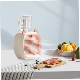 Fan-aircooler-Bureauventilator-Mini Luchtkoeler met Mist en Nachtlampje – Draagbare 3-in-1 Tafelventilator met Luchtkoeling, Luchtbevochtiger en LED-lamp – 3 Snelheden – USB Oplaadbaar – Geweldig voor Kantoor, Slaapkamer en Zomer – roze — thumbnail 2