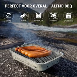 Wegwerp Barbecue met Houtskool – 4 Stuks – Instant BBQ voor Camping, Picknick of Balkon – Inclusief Rooster – Barbecue Accessoires – BBQ Kopen — thumbnail 3