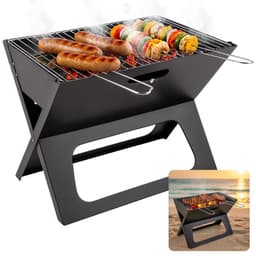 Cheqo® Draagbare Houtskool Barbecue – Opvouwbare BBQ Grill – Tafelbarbecue voor Buiten – Inklapbare Camping BBQ – Compacte Zwart Design Tuinbarbecue – Lichtgewicht Outdoor Grill met Vuurschaal & Handvaten — thumbnail 1