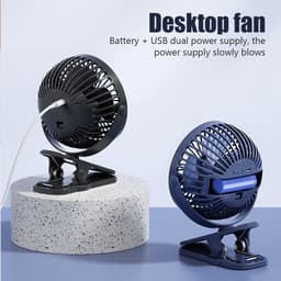 Benson Draagbare ventilator - oplaadbaar - met clip - zwart - lichtgewicht - 3 snelheden — thumbnail 4