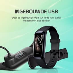 Otiume Activity Tracker - Stappenteller en Hartslagmeter - Sporthorloge - Smartwatch - Dames Heren en Kinderen - Amoled - Bloeddrukmeter - Zwart — thumbnail 2