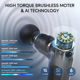 Mini-massagepistool 037 kg - klein licht pistool met 4 siliconen opzetstukken - 5 snelheden 3000 tpm - stil spierpistool voor spierontspanning - 2000 mAh USB C Massage gun — thumbnail 3