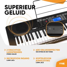 MAX Rhapsody61 keyboard piano met 61 toetsen - Complete keyboard set met standaard en koptelefoon — thumbnail 4