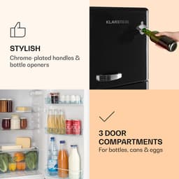 Klarstein Audrey Retro – Retro Kühl /Gefrierkombination, Kühl en Gefrierschrank, Kühlschrank, stufenlos einstellbare Kühlleistung, Innenbeleuchtung, 41 dB Betriebsgeräusch, Schwarz – geschikt voor thuisfitness en sportschoolgebruik, duurzame construc — thumbnail 4