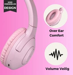 WiseQ Onbreekbare Draadloze Kinderkoptelefoon – Koptelefoon Meisje Bluetooth – Koptelefoon Kinderen Draadloos – Over Ear – 45 Uur Batterij – Met Microfoon – Volumebegrenzer – Roze — thumbnail 5