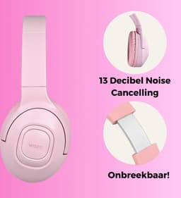 WiseQ Onbreekbare Draadloze Kinderkoptelefoon – Koptelefoon Meisje Bluetooth – Koptelefoon Kinderen Draadloos – Over Ear – 45 Uur Batterij – Met Microfoon – Volumebegrenzer – Roze — thumbnail 4