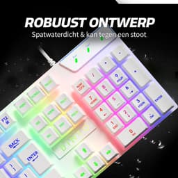 DINTO® Gaming Toetsenbord - Gaming keyboard - Led RGB - QWERTY - Wit — thumbnail 2