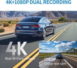 4K Dashcam voor Auto met GPS, Wifi, Nachtzicht en 64GB SD-kaart — thumbnail 2
