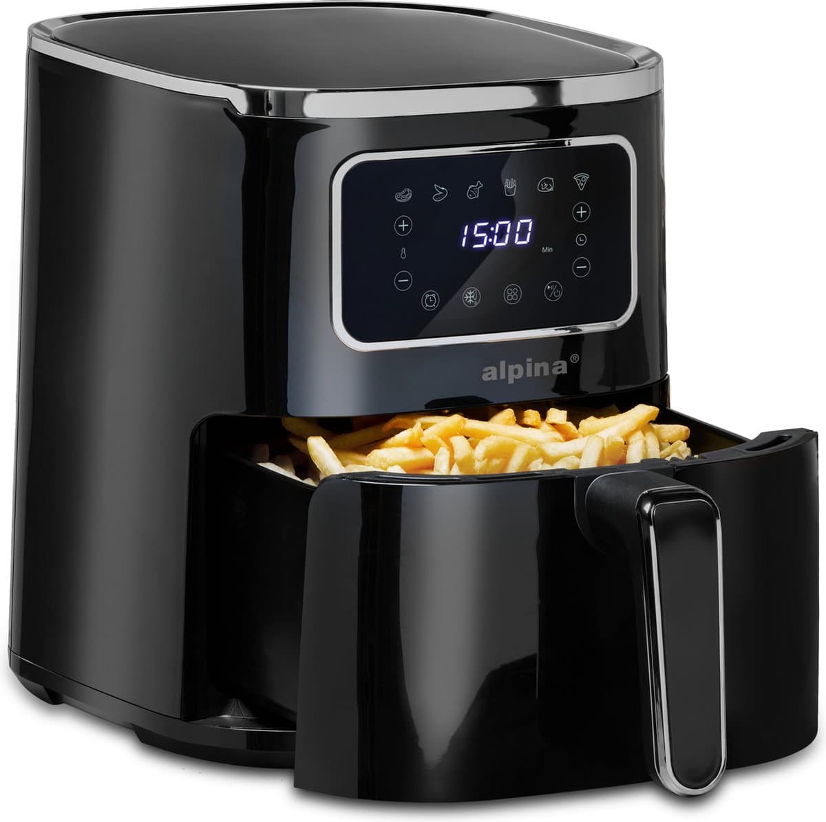 alpina Airfryer 4.5L - Heteluchtfriteuse 1-4 Personen - Air Fryer met Digitaal Touchscreen - Instelbare Temperatuur 80 tot 200 Graden - Timer Functie - Heteluchtoven 1450W — afbeelding 1