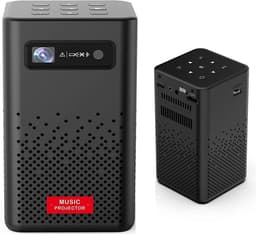 Mini Smart Projector - Draagbare DLP Projector - 1080P HD - 150ANSI - 360 ° Luidspreker - 5200mAh Batterij - 4 Uur Accu Video Afspeeltijd - Screen Mirroring - Ondersteunt WLAN, HDMI, USB, Android, Apple, AirPlay - Inclusief Draagtas en Remote - Zwart — thumbnail 1