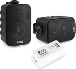 Geluidsinstallatie voor tuin, terras, etc. - Bluetooth geluidsinstallatie met 2 weersbestendige opbouwspeakers (3 inch) - Zwart — thumbnail 3