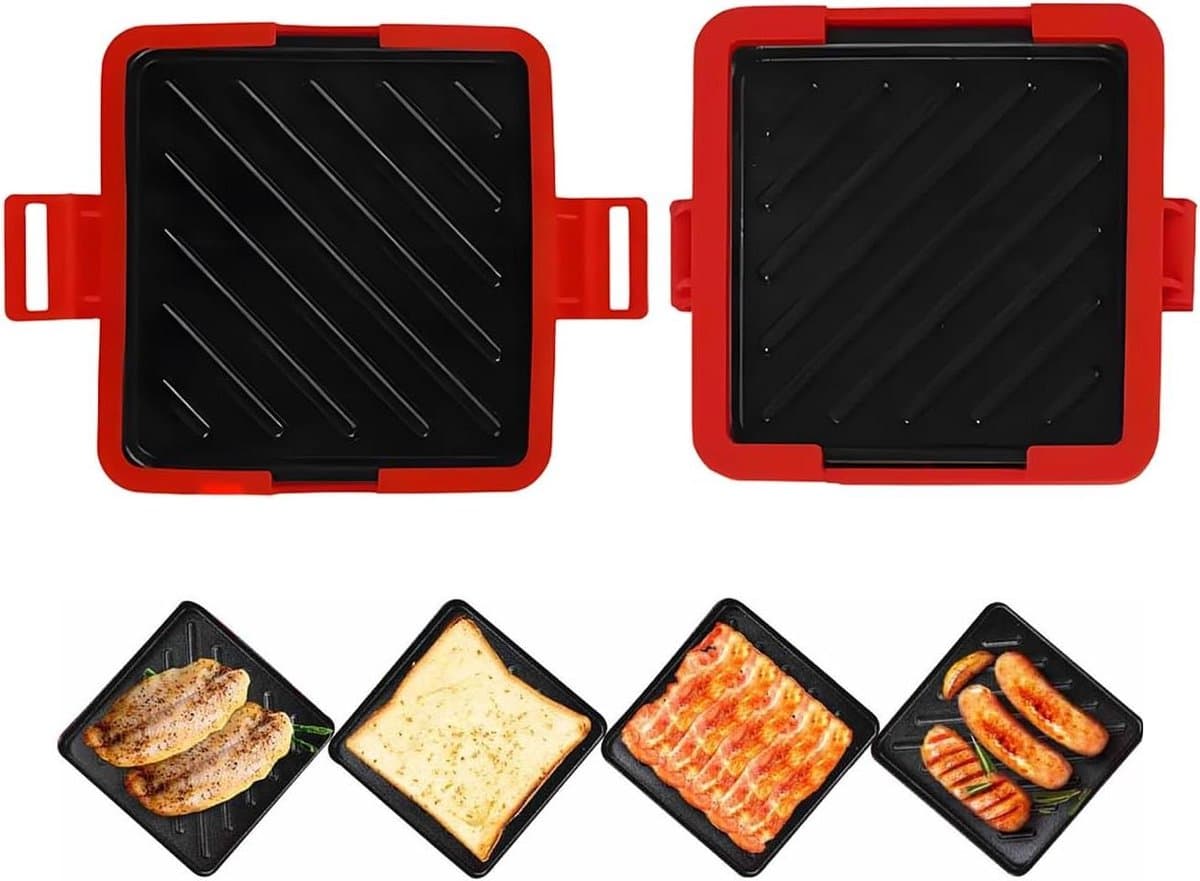 Sandwichmaker Magnetron - Panini Grill - Snelle Maaltijden - Vaatwasmachinebestendig - Compact Ontwerp - Rood — afbeelding 1