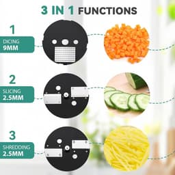 Elektrische Groentesnijder - Keukenmachine Dicer - Snel Ingrediënten Verwerken - 3-in-1 Functionaliteit - 25x20x35 cm - Zilver — thumbnail 4