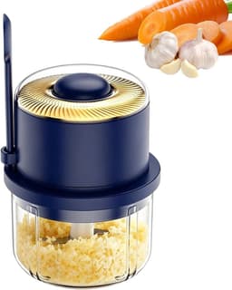 Elektrische Mini Chopper - Keukenmachine Knoflook - Snel Ingrediënten Hakken - Draadloos Gemak - 350 ml Capaciteit - Blauw — thumbnail 1